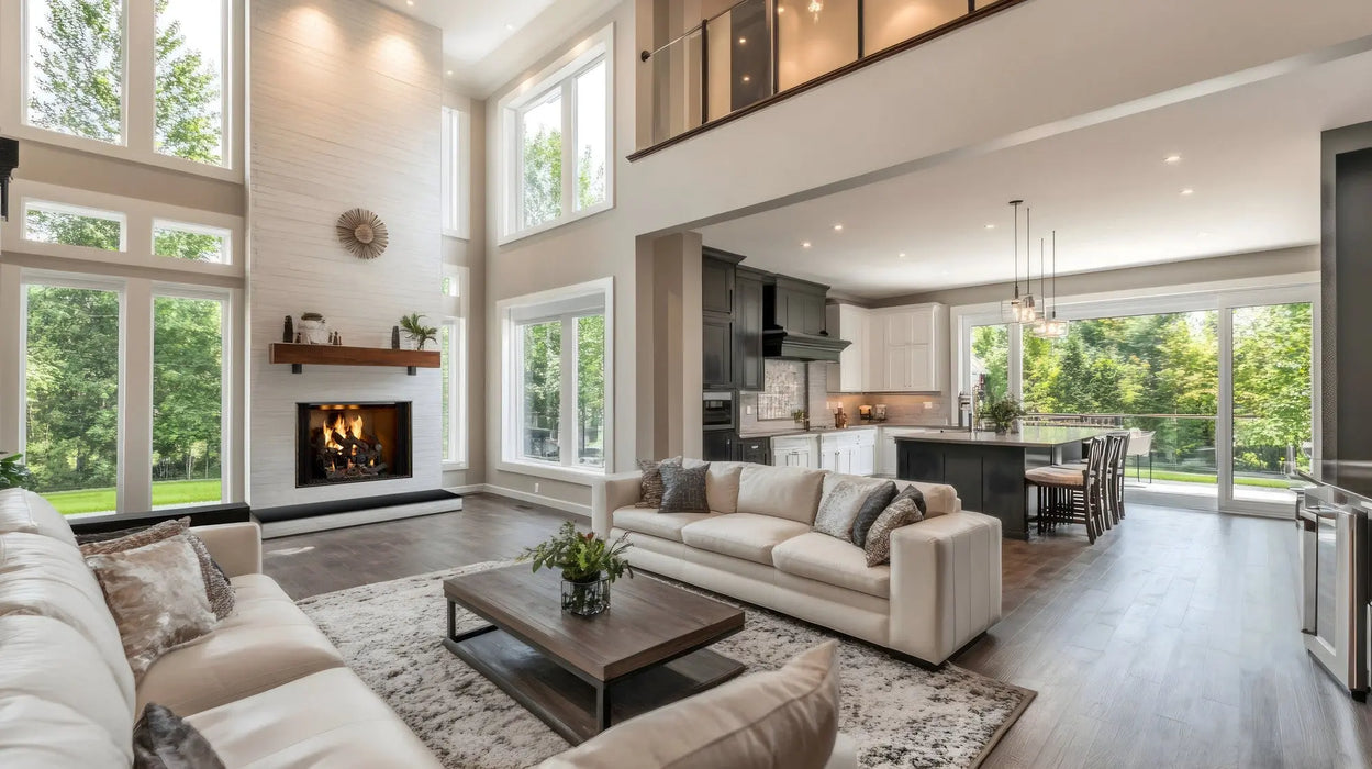 Majestic Biltmore open wood burning fireplace in a room with brown traditional brick