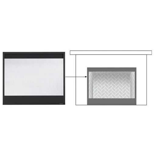 Majestic Black Decorative Mesh Screen Front for Meridian Series, Pearl II See-Through & Quartz Platinum Fireplaces Majestic
