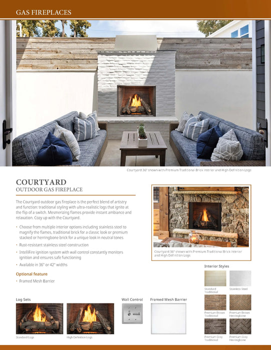 Majestic Courtyard 36" Traditional Outdoor Vent Free Natural Gas Fireplace With IntelliFire Ignition System Majestic