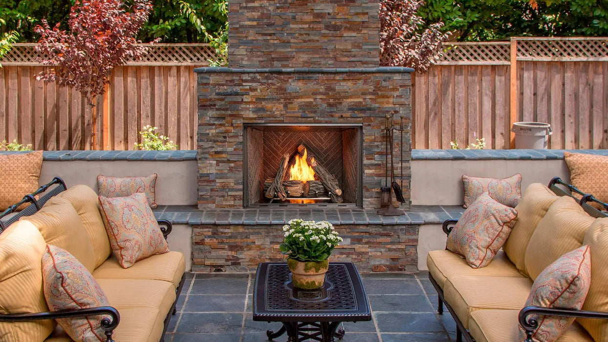 Majestic Courtyard 42" Traditional Outdoor Vent Free Natural Gas Fireplace With Traditional Stacked Concrete Refractory and IntelliFire Ignition System Majestic