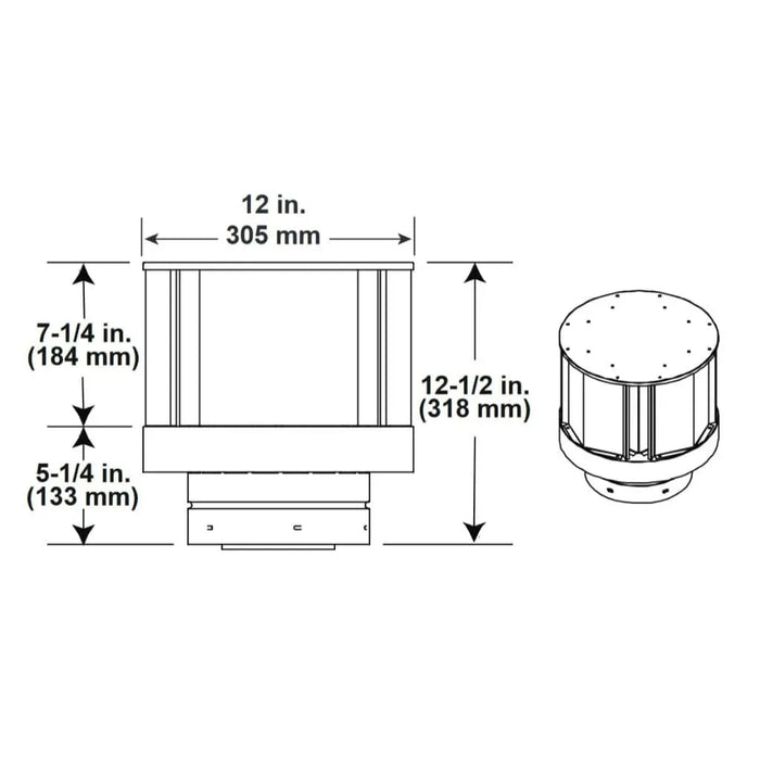 Majestic DVP-TVHW High Wind Vertical Termination Cap with Storm Collar Majestic