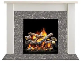 Majestic Design Series Laurel C 53" Primed MDF Transitional Style Flush Wood Fireplace Mantel With Maple Top and New Gray Stain