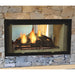 Majestic DSR42 Designer Series 42" See-Through Radiant Wood Burning Fireplace - see-through view in a stone wall, close view