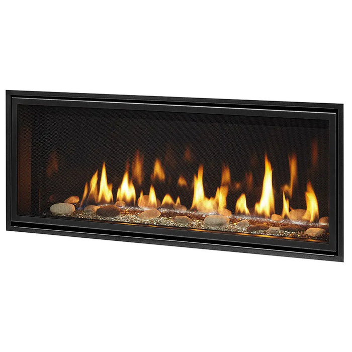 Majestic ECHEL36IN-C Echelon II 36" Linear Direct Vent Gas Fireplace - angled view with flames (view 2)