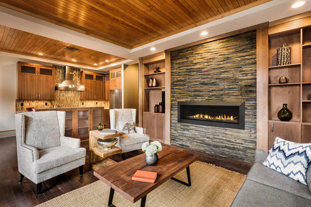 Majestic Echelon II linear gas fireplace in a living room