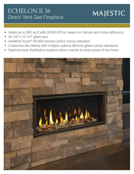 Majestic Echelon II 36" Linear Direct Vent Gas Fireplace Majestic