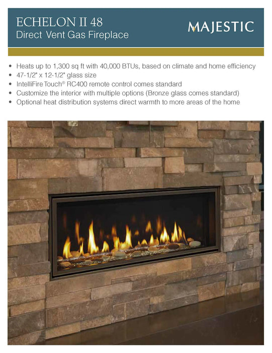 Majestic Echelon II 48" Linear Contemporary Direct Vent Natural Gas Fireplace With IntelliFire Touch Ignition System Majestic Dreamwood Living