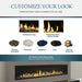 Majestic ECHEL60IN-C Echelon II 60" Linear Direct Vent Natural Gas Fireplace - graphic of interior log, glass and stone media options
