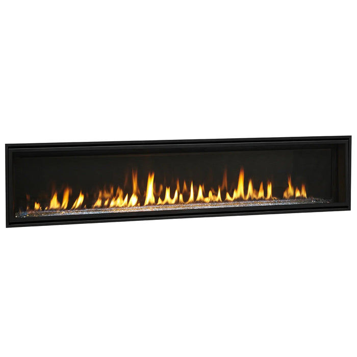 Majestic ECHEL72IN-C Echelon II 72" Direct Vent Gas Fireplace - angled view with flames
