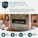 Majestic ECHEL72IN-C Echelon II 72" Direct Vent Gas Fireplace - overview graphic with the fireplace in a stone wall