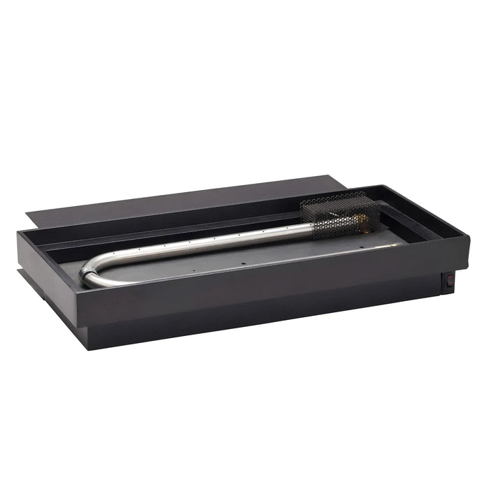 Majestic Indoor Burners for Biltmore Wood Burning Fireplace - black burner pan with U-shaped burner tube