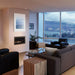 Majestic JADE32IN-B Jade 32" Linear Direct Vent Natural Gas Fireplace - installed in a living room with large windows (view 3)