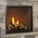 Majestic MARQ36IN-B Marquis II 36" Direct Vent Gas Fireplace - installed in a gray stone wall, close view