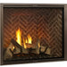 Majestic MARQ36IN-B Marquis II 36" Direct Vent Gas Fireplace - front view with logs and herringbone brick interior
