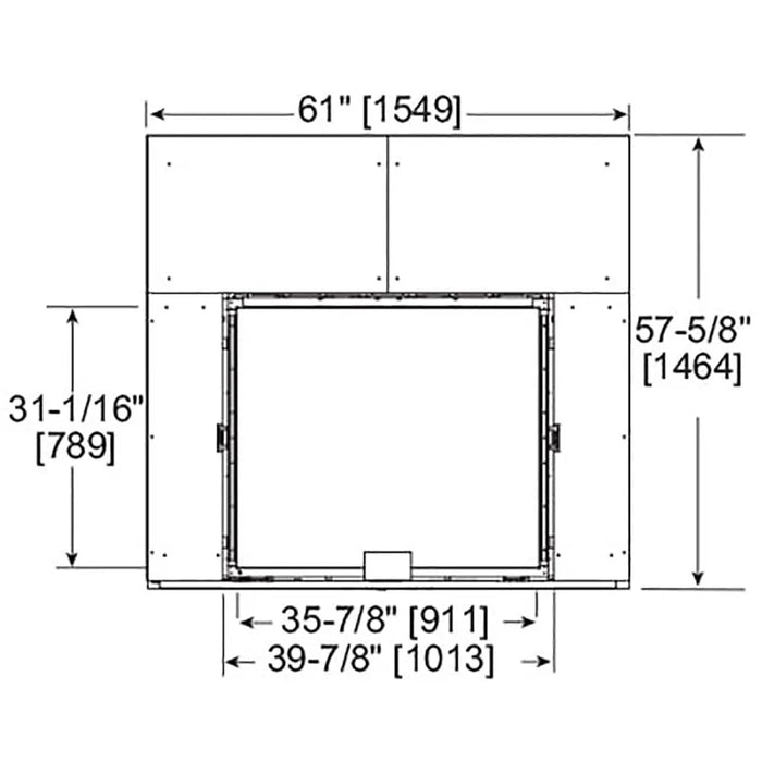Majestic MARQ36IN-B Marquis II 36" Direct Vent Gas Fireplace - framing dimension drawing