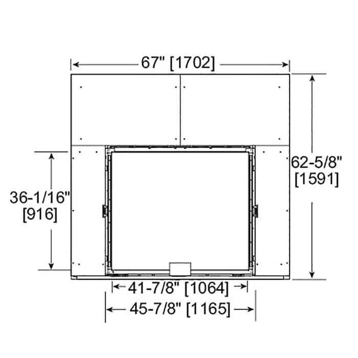 Majestic MARQ42IN-B Marquis II 42" Direct Vent Gas Fireplace - framing dimension drawing