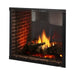 Majestic MARQ42STIN Marquis II 42" See-Through Direct Vent Gas Fireplace - angled see-through view with logs and red brick interior