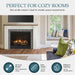Majestic Mercury 32" Traditional Direct Vent Gas Fireplace - graphic showing the slim 32 in. fireplace in a small room