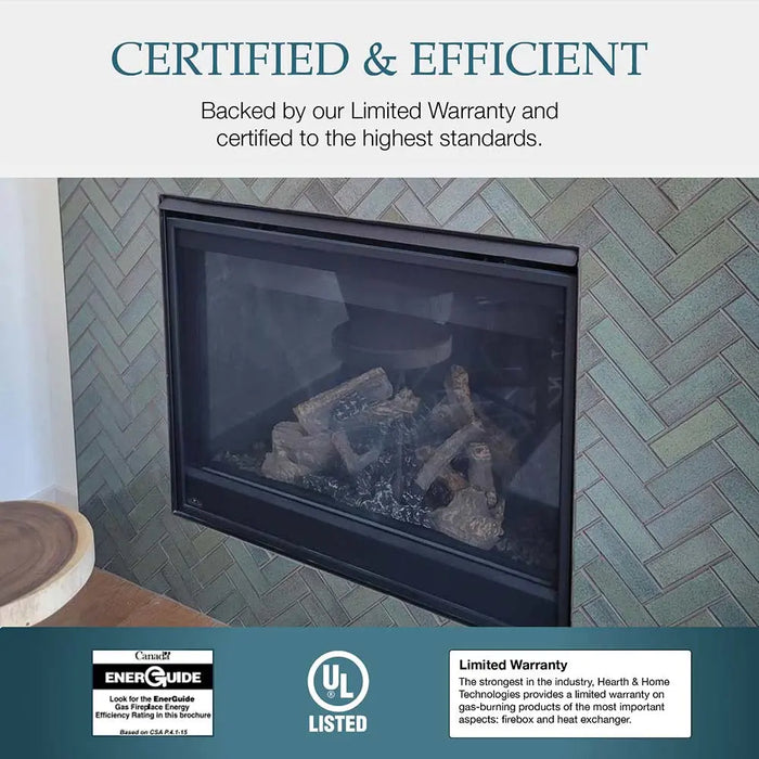 Majestic Mercury 32" Traditional Direct Vent Gas Fireplace - certification and warranty graphic