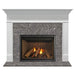 Majestic Meridian 36" Top/Rear Direct Vent Gas Fireplace - installed with a white mantel and gray marble surround