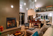 Majestic Meridian 36" Top/Rear Direct Vent Gas Fireplace - installed in a great room with a vaulted ceiling