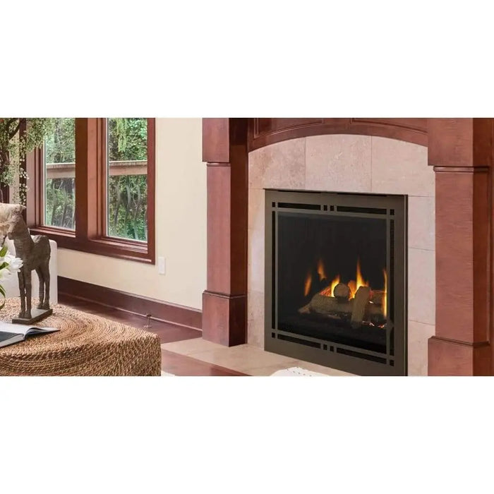 Majestic Meridian 42" Direct Vent Gas Fireplace - installed in a red tile surround