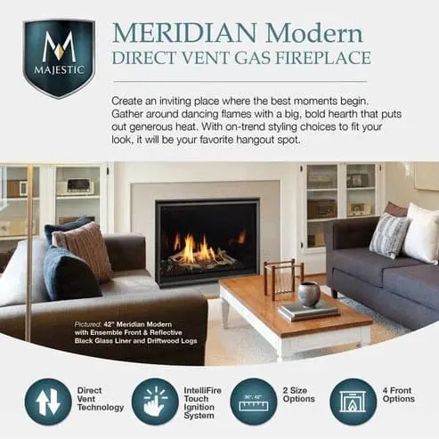 Majestic Meridian Modern 42" Top Direct Vent Gas Fireplace
