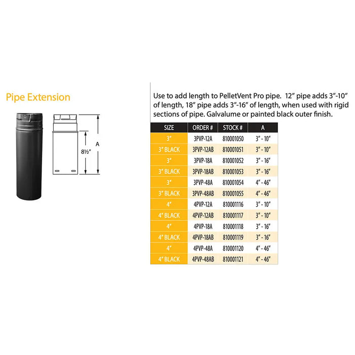 DuraVent 18" PelletVent Pro Straight Length Pipe