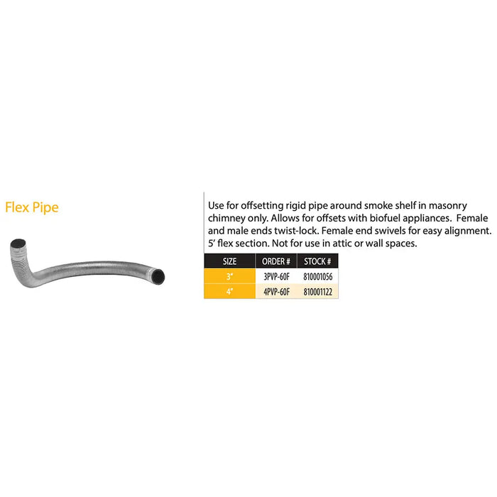 Majestic PelletVent Pro DV-4PVP-60F 4" x 60" Flex Pipe