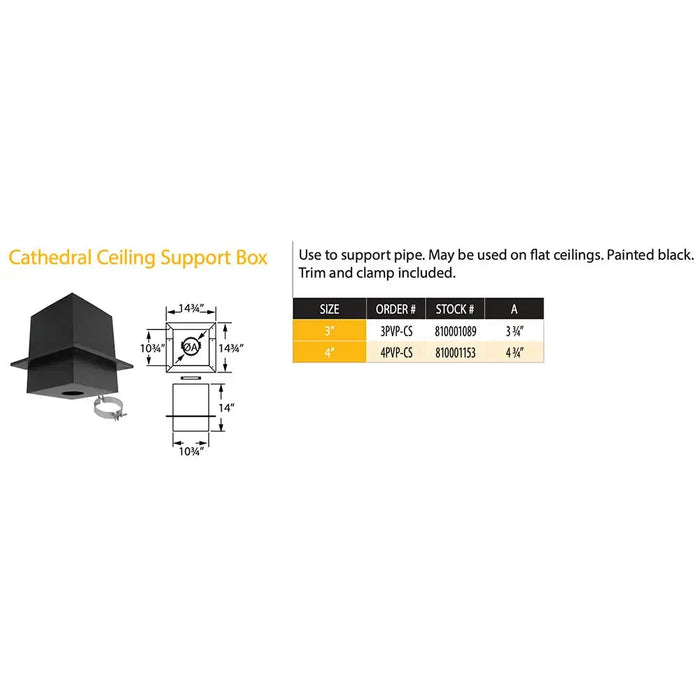 Majestic PelletVent Pro DV-4PVP-CS 4" Black Cathedral Ceiling Support Box Majestic Dreamwood Living