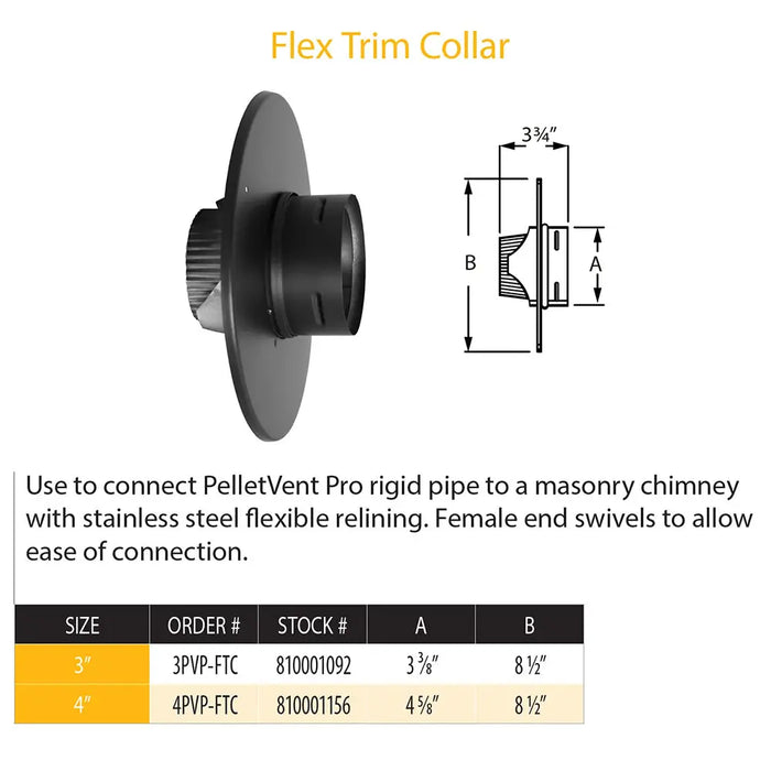 Majestic PelletVent Pro DV-4PVP-FTC 4" Black Flex Trim Collar