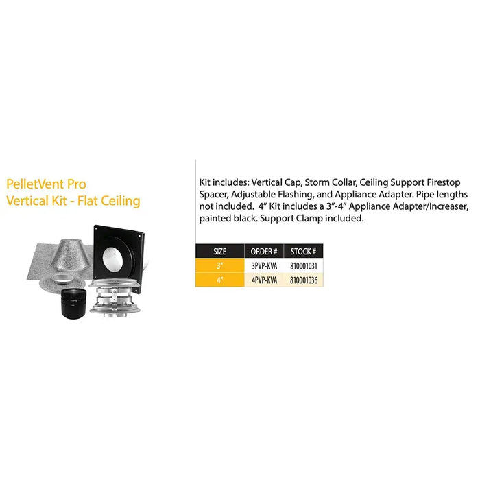 Majestic PelletVent Pro DV-4PVP-KVA 4" Vertical Kit for Flat Ceiling Majestic Dreamwood Living