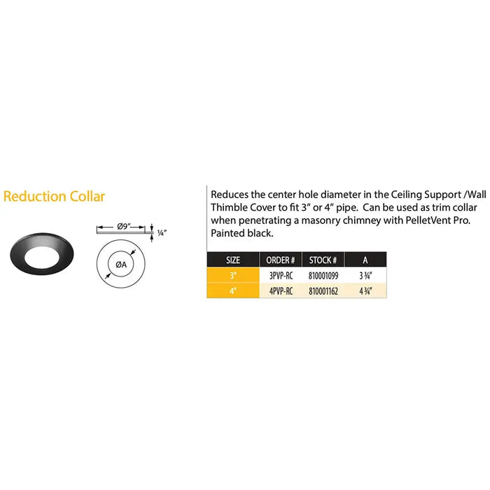 Majestic PelletVent Pro DV-4PVP-RC 4" Black Reduction Collar Majestic Dreamwood Living