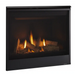 Majestic QUARTZ32IFTL Quartz 32" Direct Vent Propane Fireplace - angled view with logs burning