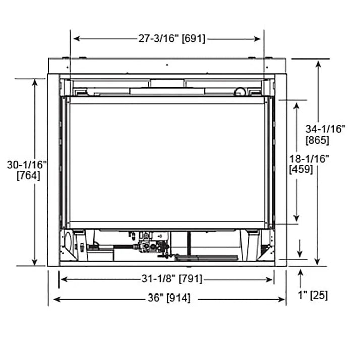 Majestic QUARTZ32IFTL Quartz 32" Direct Vent Propane Fireplace - dimension drawing