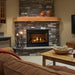 Majestic Quartz Direct Vent Fireplace - installed in a stone corner hearth