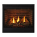 Majestic Quartz Platinum 36" Direct Vent Fireplace - front view with logs and brick interior