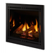 Majestic Quartz Platinum 36" Direct Vent Fireplace - angled view with a decorative front