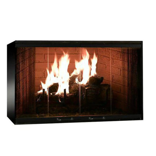 Majestic Royalton Radiant Traditional Wood Burning Fireplace - angled view with a fire
