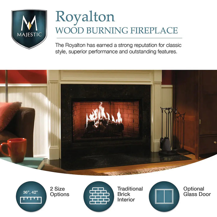 Majestic Royalton 36" Radiant Traditional Wood Burning Fireplace