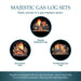Majestic BE42 Royalton 42" Radiant Traditional Wood Burning Fireplace - graphic of compatible Majestic gas log sets
