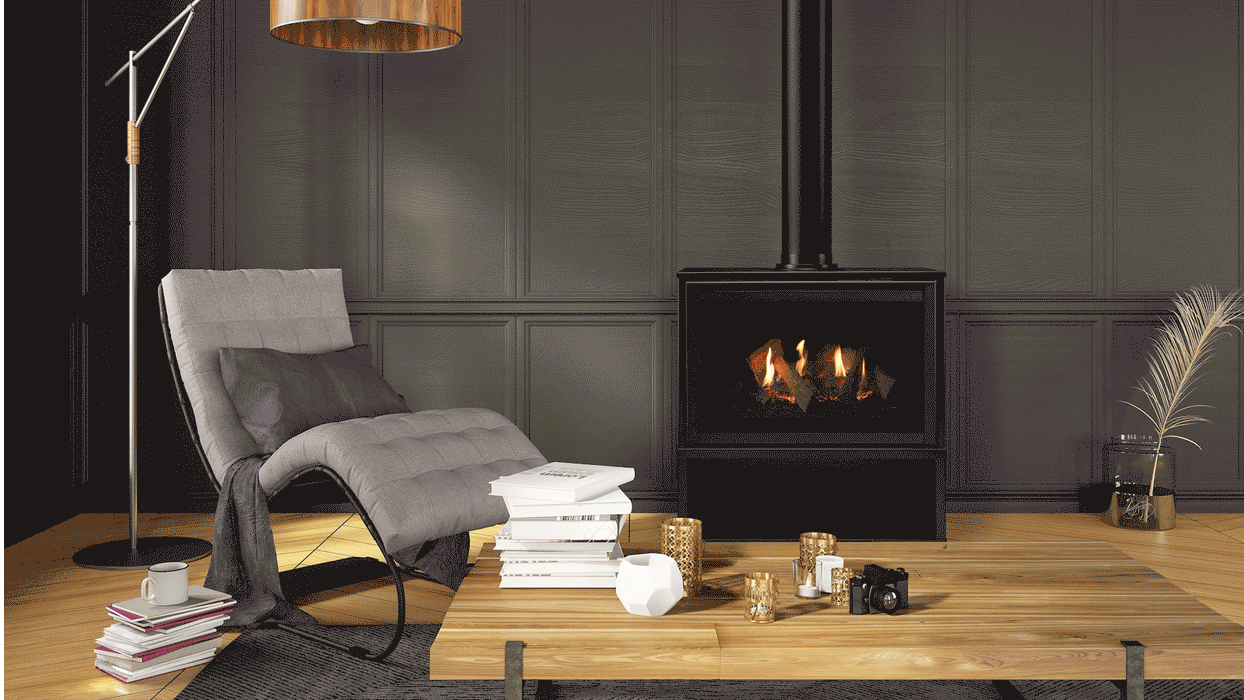 Majestic Ruby 30" Traditional Direct Vent Freestanding Propane Gas Fireplace With Steel Cabinet and IntelliFire Touch Ignition System Majestic Dreamwood Living