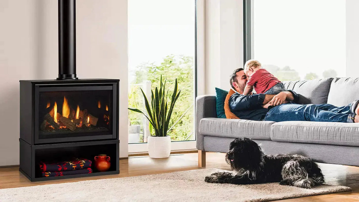 Majestic Ruby 30" Traditional Direct Vent Freestanding Natural Gas Fireplace With Steel Cabinet and IntelliFire Touch Ignition System Majestic