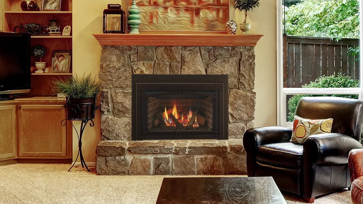 Majestic Ruby gas fireplace insert installed in a room
