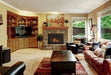 Majestic Ruby gas fireplace insert with bronze arch front and tavern brown brick