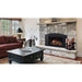 Majestic Ruby 35" Direct Vent Gas Fireplace Insert - insert installed in a stone fireplace with a raised hearth in a living room (view 2)