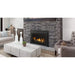 Majestic Ruby Freestanding 30" Direct Vent Propane Fireplace With Steel Cabinet - insert installed in a dark stacked-stone wall