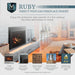 Majestic Ruby Freestanding 30" Direct Vent Propane Fireplace With Steel Cabinet - overview graphic with sizes and options