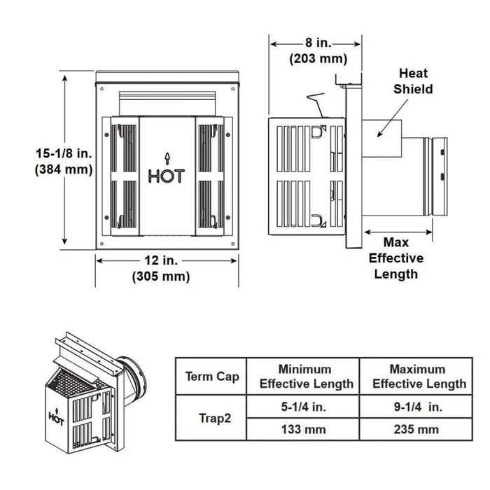 Majestic SLP-TRAPK2 Top Vent Horizontal Termination Kit Majestic