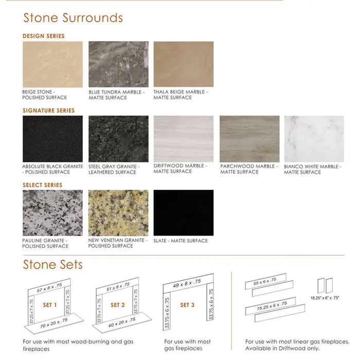 Majestic Signature Series Set 2 60" Single-Pack Bianco White Marble Stone Surround